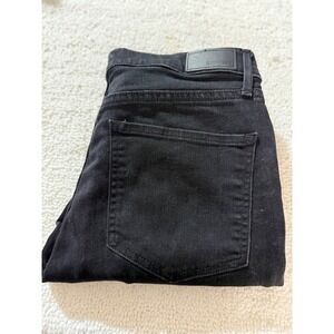 Express Womens Skinny Mid Rise Jeans Black Solid Denim Pants Size 10R